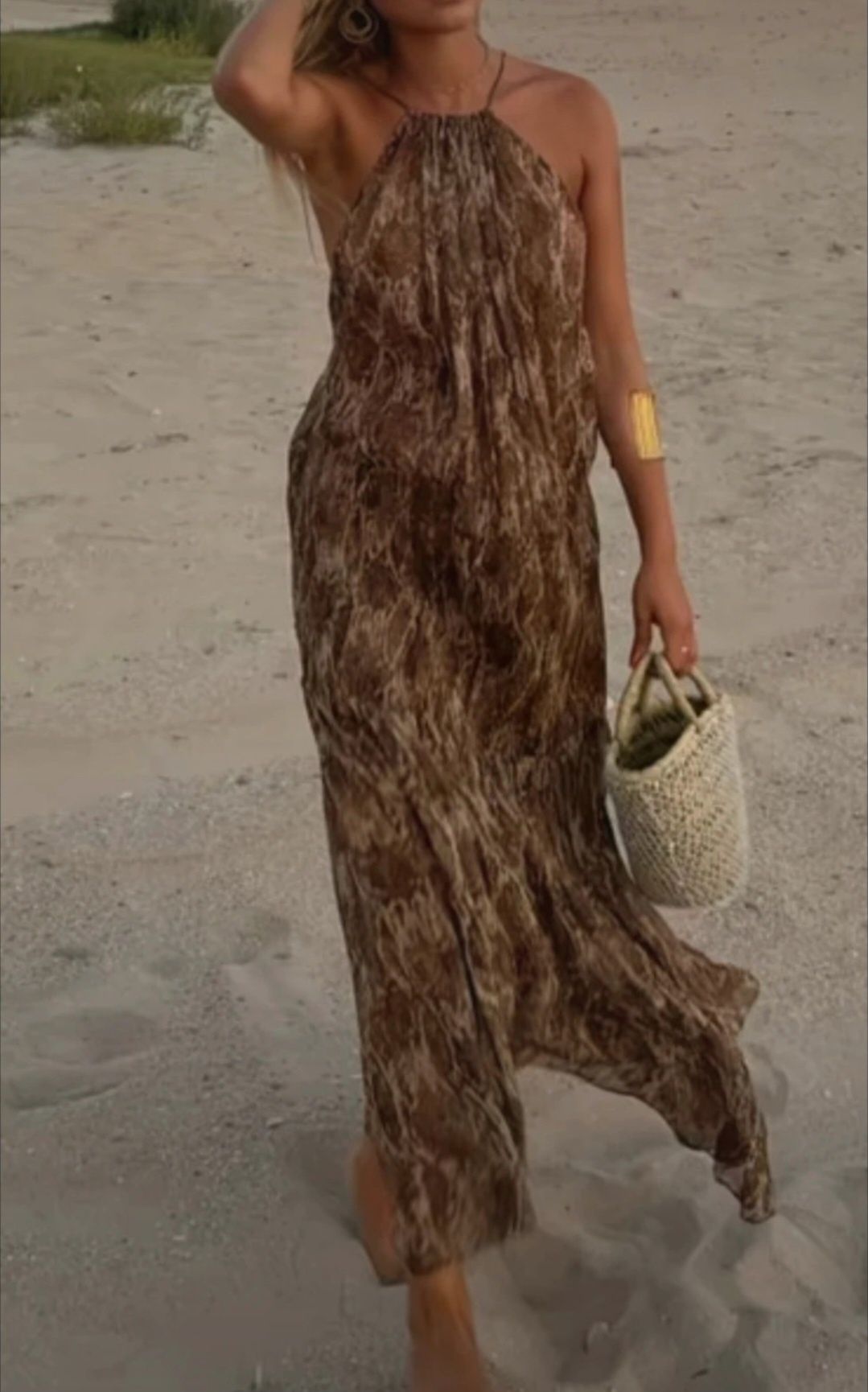 Vestido viral zara halter estampado