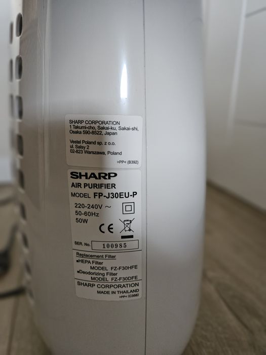 Oczyszczacz powietrza jonizator Sharp FP-J30EU-P