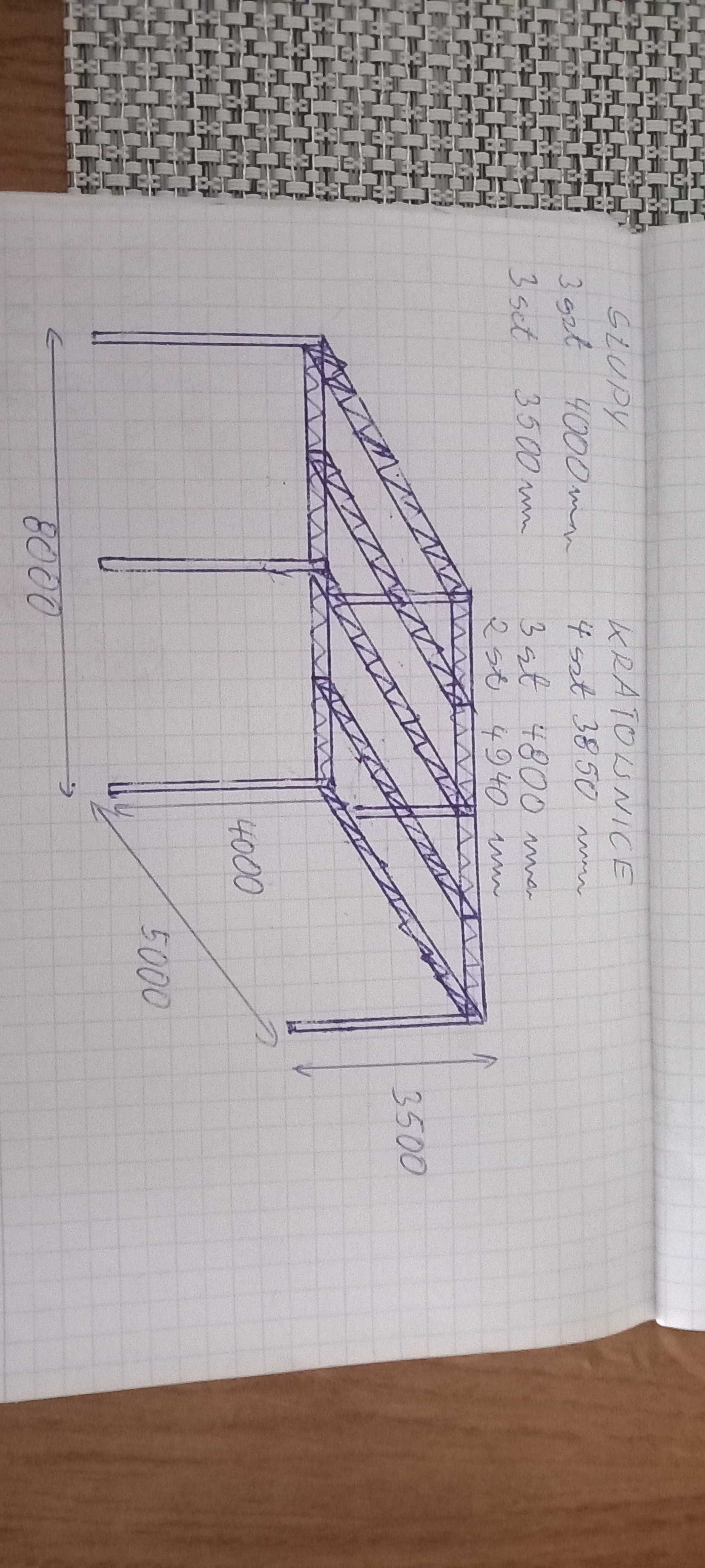 Szkielet hala garaż wiata pod wymiar 8m na 5m