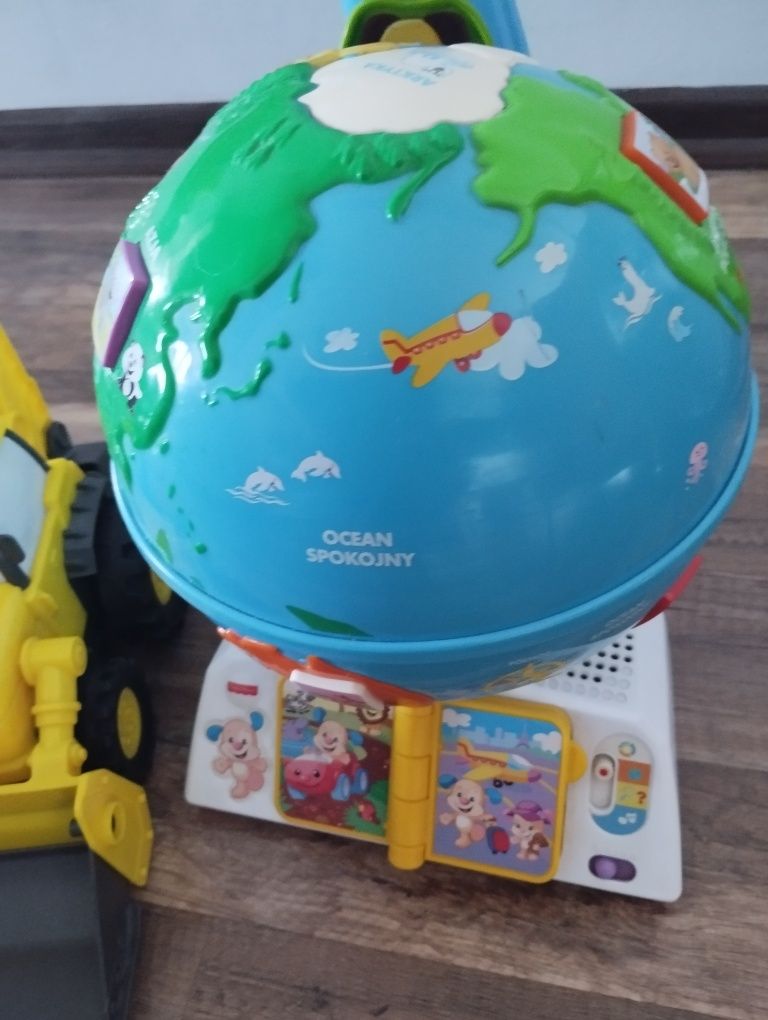 Zestaw zabawek Fisher price, samolot, bramka, globus,