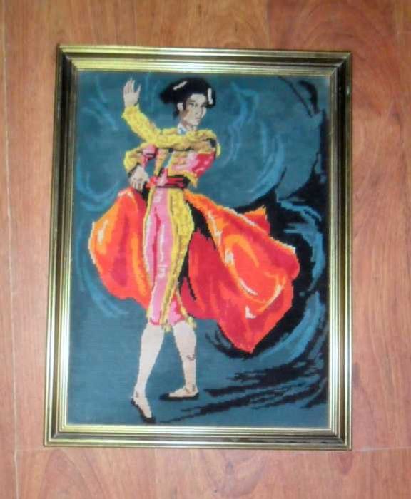 Quadro com toureiro em ponto cruz