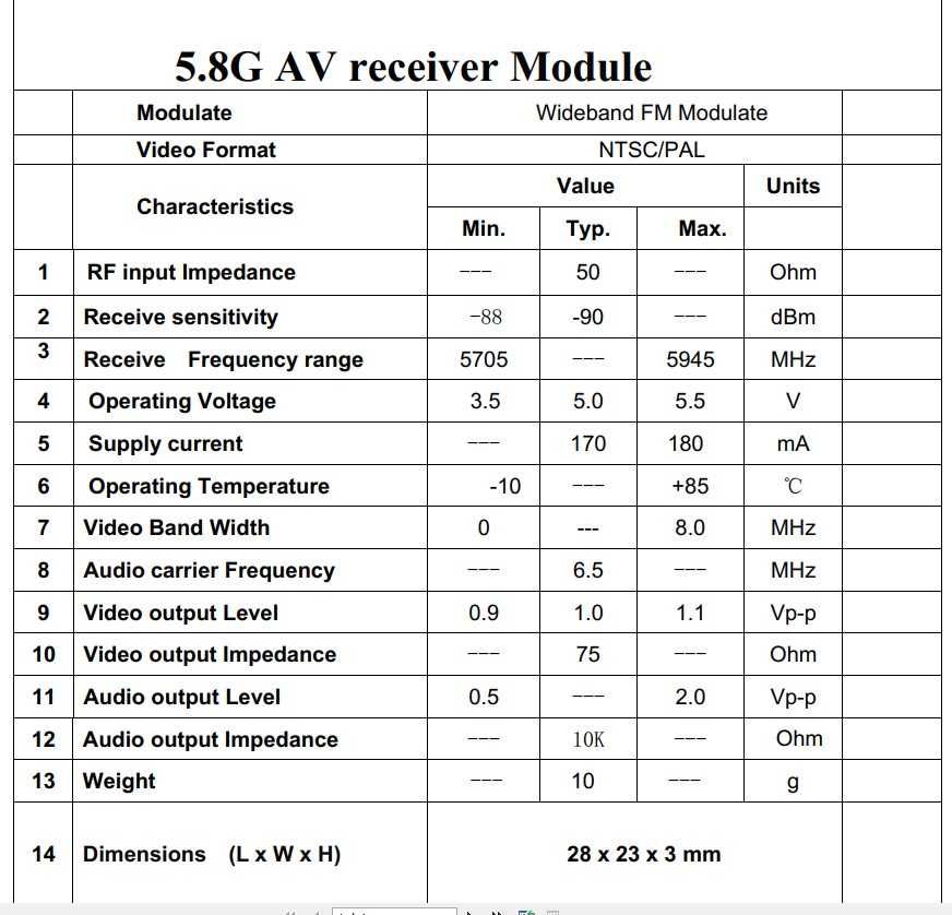 Модуль відеоприймача RX5808 5.8ГГц SPI