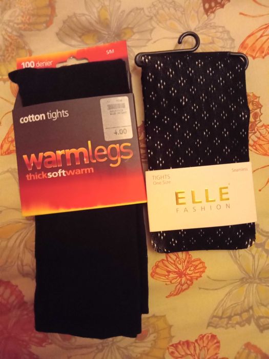 ×2 300 і 100 Denier Бавовняні Колготи + ELLE Колготи з Узором Розм S