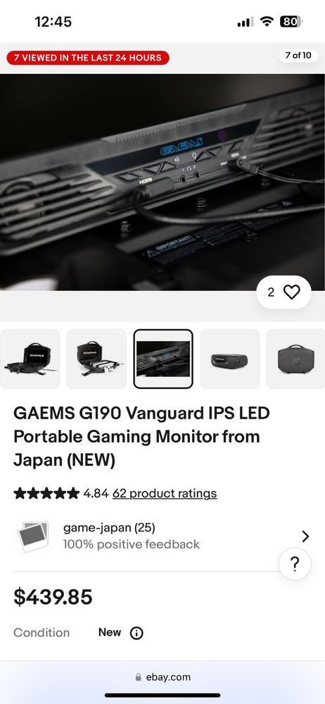 Кейс для ігор GAEMS G190 Vanguard IPS(2k) LED Portable Gaming Monitor