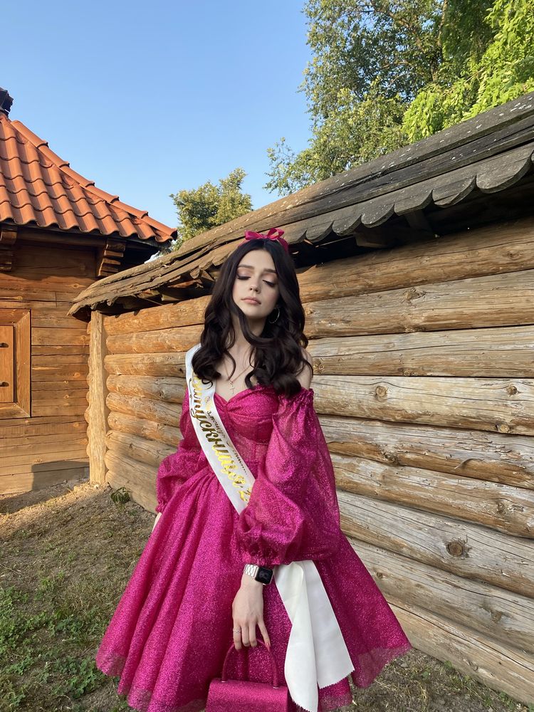 Святкова сукня малинова + підюбник