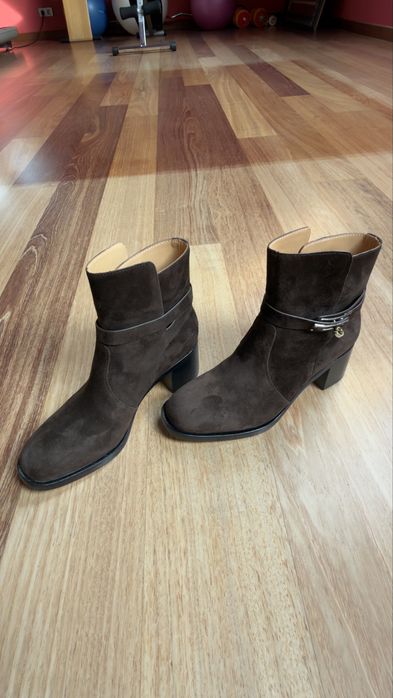 Hermes замшеві коричневі чоботи черевики сапоги  оригінал 38