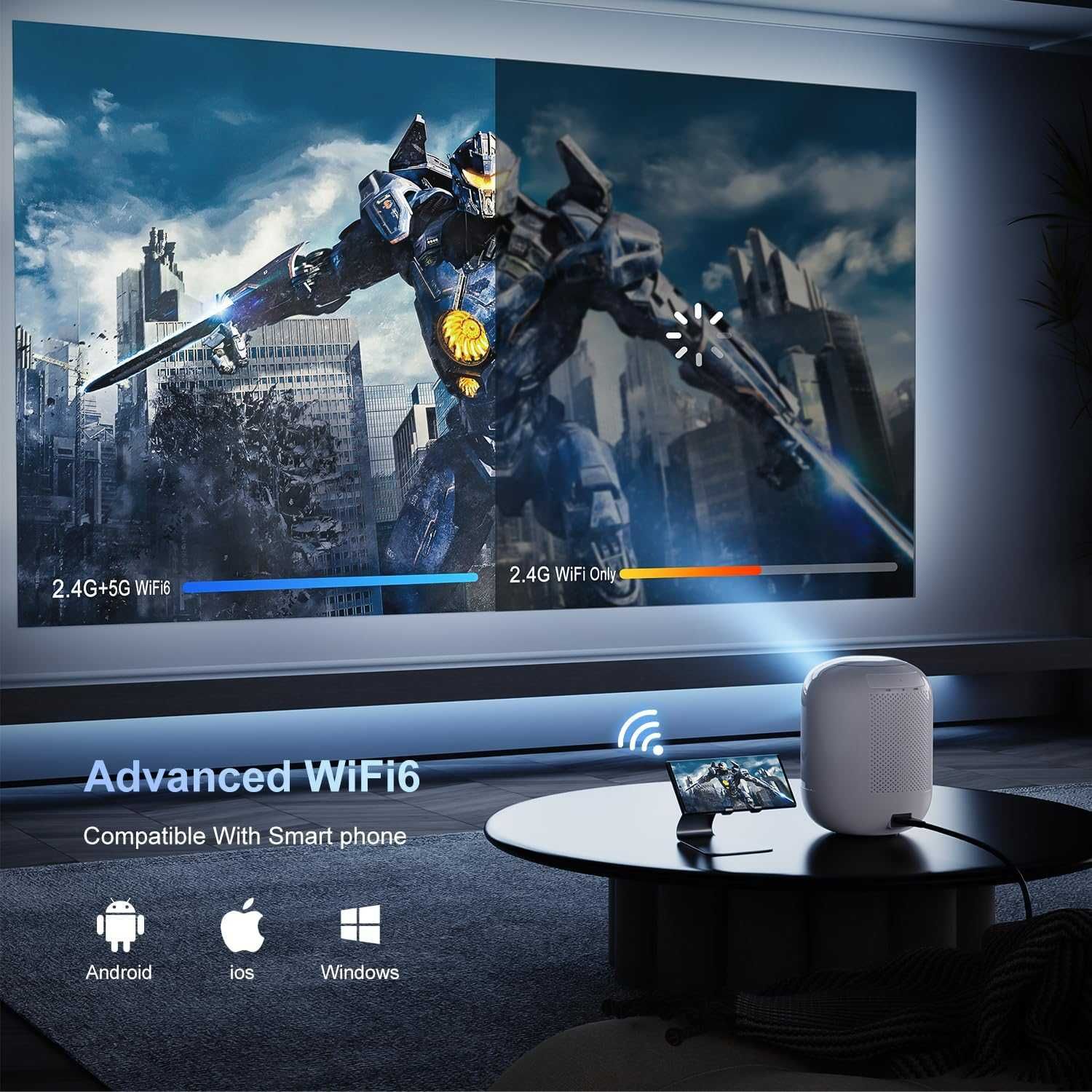 Projektor ALLIWAVA RP350 Bluetooth Wifi FHD 1080p  Auto Focus