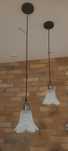 Lampy wiszące szklane lodowy klosz kwiat vintage 2 szt