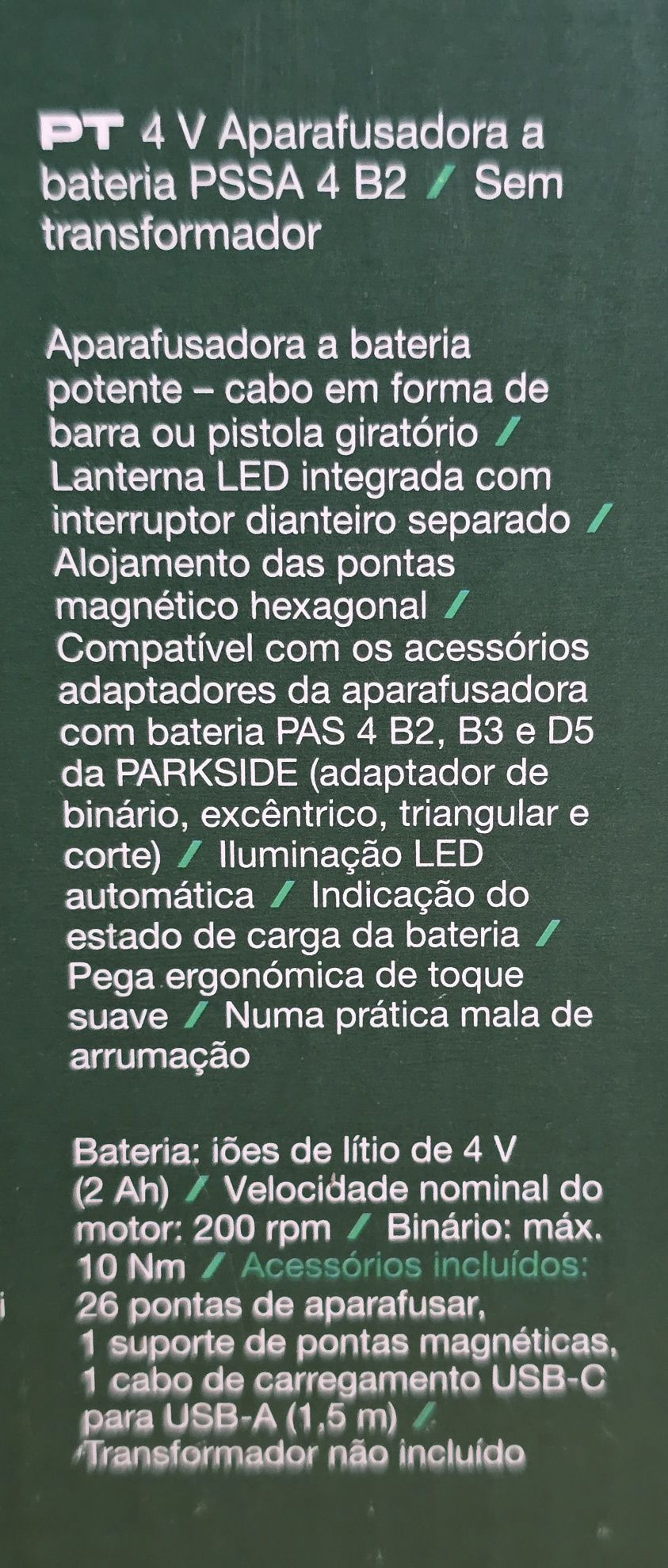 Aparafusadora Parkside PSSA 4 B2 com acessórios