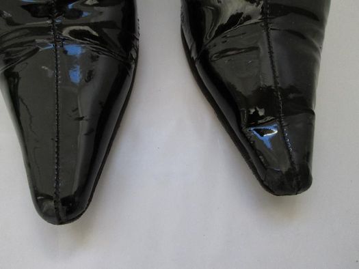 JIMMY CHOO lakierowane botki na szpilce r. 37,5