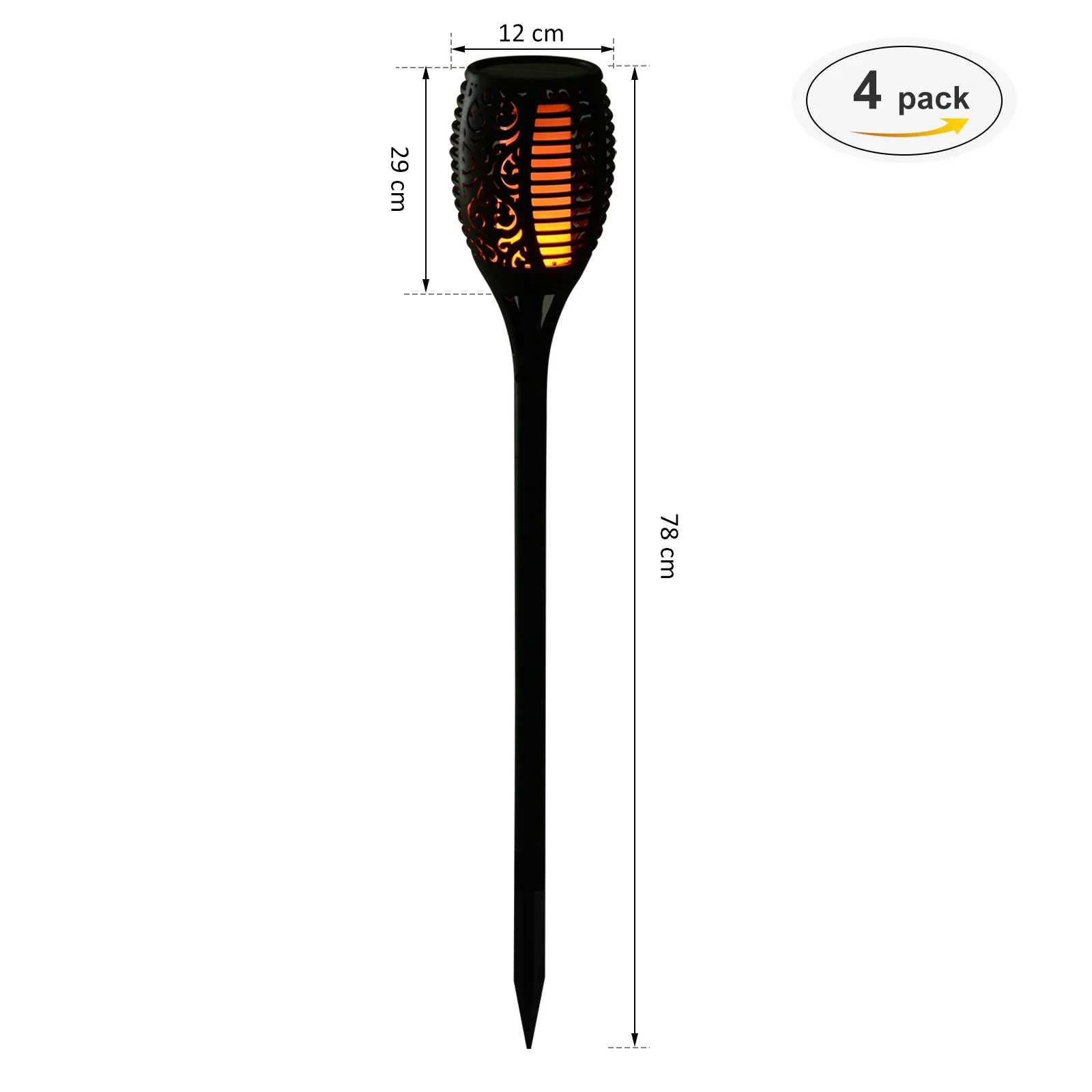 Nowe lampy solarne ogrodowe zestaw 4 szt ogień płomień