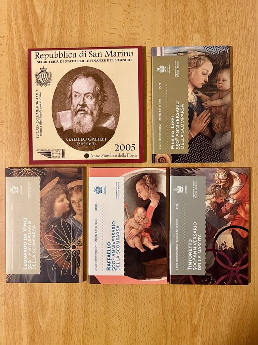 5 moedas de San Marino (2005/2018/Par 2019/2020)