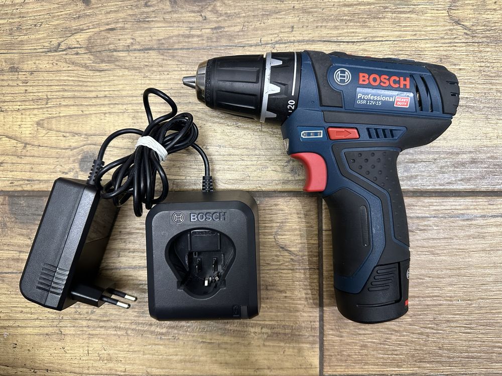 BOSCH Wiertarko-wkrętarka GSR 12V-15 + bateria 2,0Ah + ładowarka