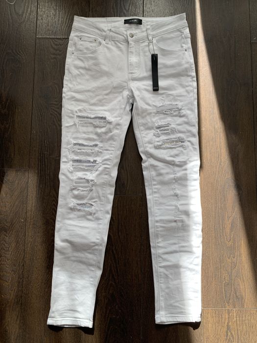Białe Jeansy Amiri Slim Fit