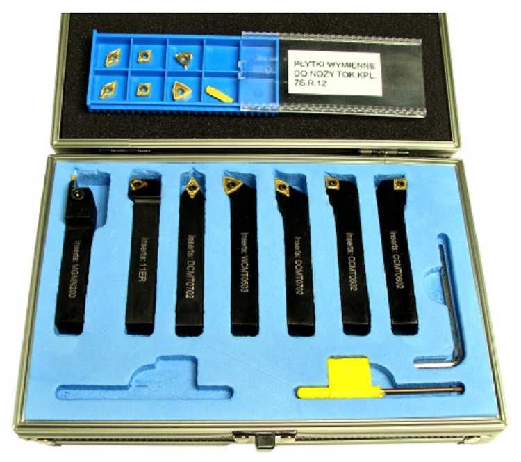 Noże tokarskie składane 12x12mm Kpl 7szt + dodatkowe płytki