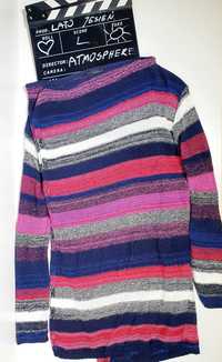 klasyczny długi sweter / kartigan w paski r. L