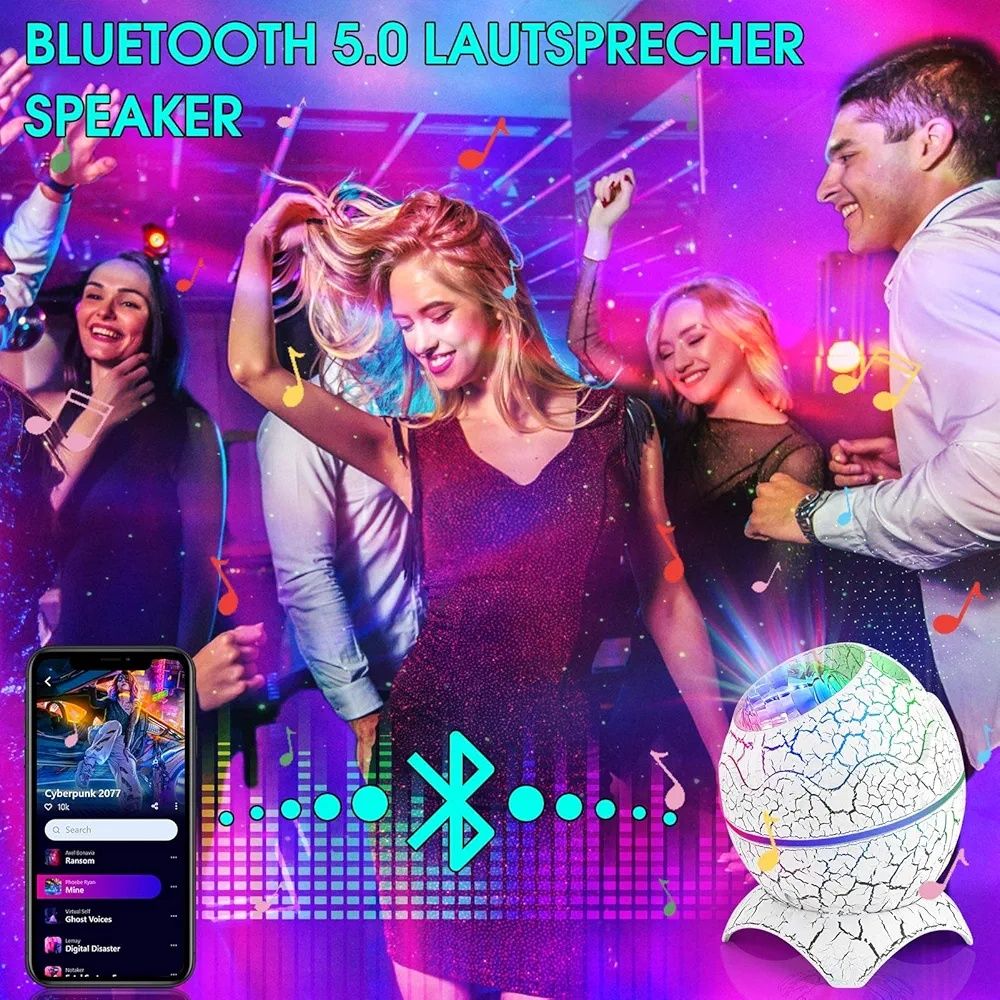 Projektor gwiaździstego nieba, z bezprzewodowym odtwarzaczem muzyki,