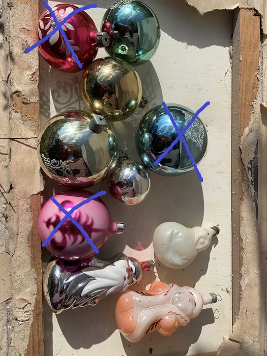 Елочные игрушки СССР самолет звезда шар тюлень