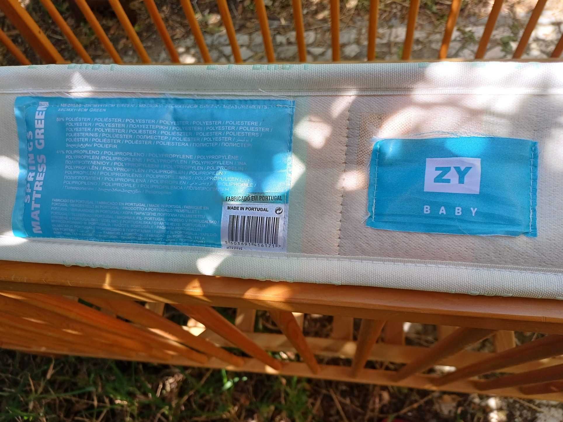 Colchão Zippy para cama de bebé ou criança, 120 x 60 cm, e resguardo