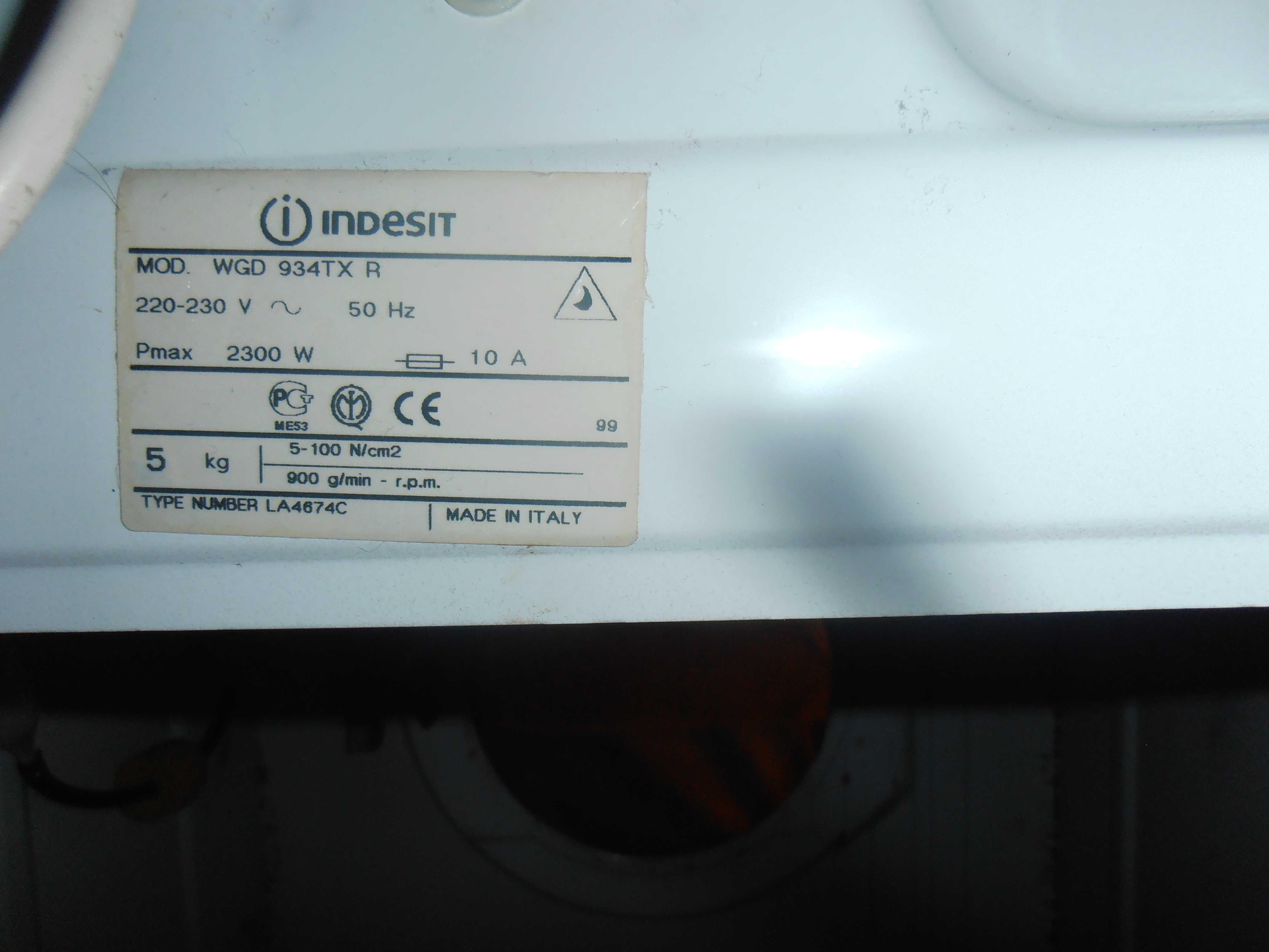 pralka INDESIT WGD934TX okablowanie główne z programatorem