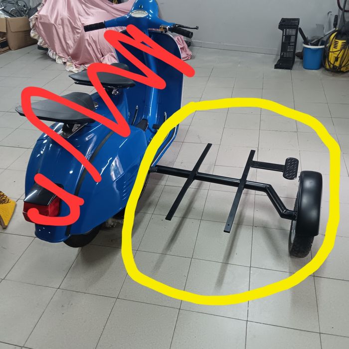 Vespa antiga, chassi para sidecar