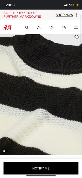 Кофта h&m divided в полоску, полосатий светр чорно-білий