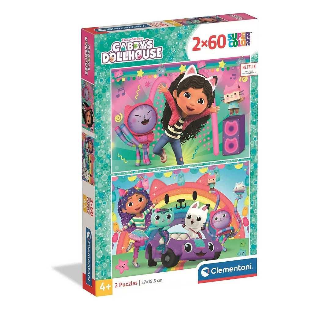 Puzzle Clementoni Gabby´s DollHouse SuperColor 27x18,5cm 2x60 peças
