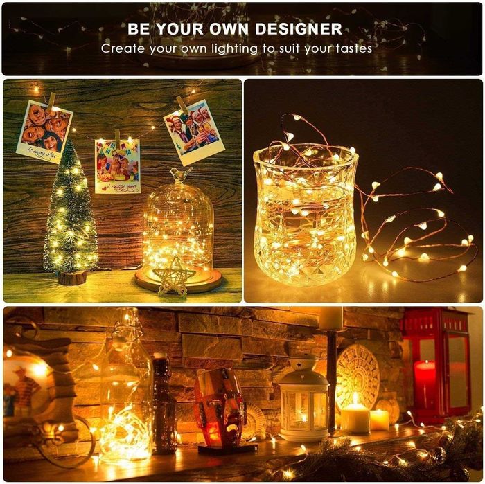 Oreunik Lampki LED na baterie 2 x 100 diod LED łańcuch świetlny na zew