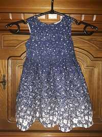 Granatowa sukienka w drobne kwiatuszki 80 made with love