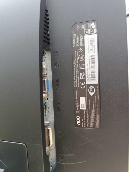 Монітор AOC 24P1/24"/FHD/1920x1200/16:10/IPS/LED/7шт/2018р