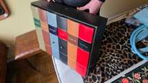 Mini Bar em Pele e Tecido para 6 Garrafas #VINTAGE