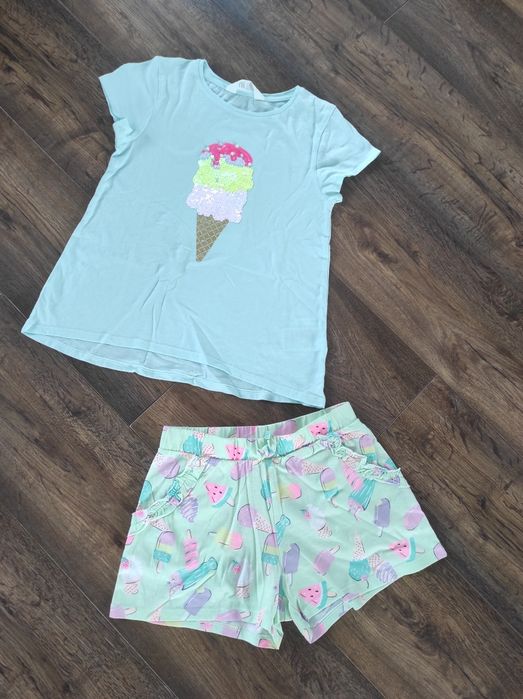 T-shirt i spodenki dziewczęce H&M  cekiny  134/140