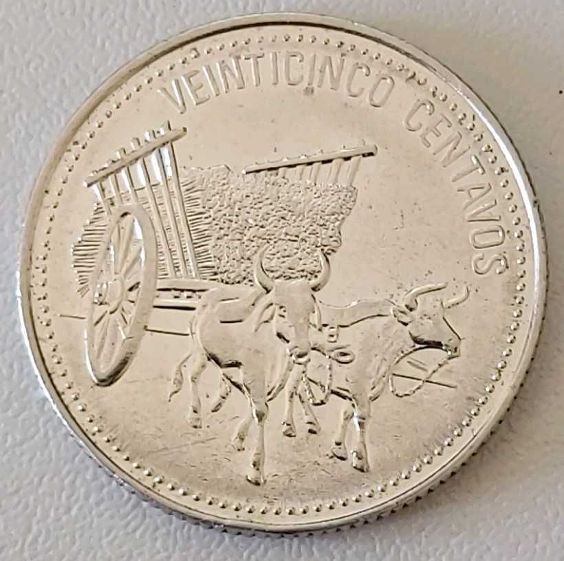 25 Centavos de 1990 Republica Dominicana, carro de bois