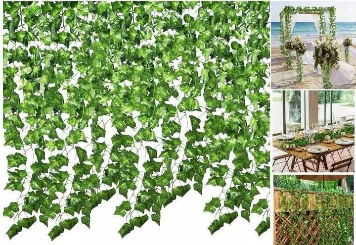 12x Sztuczny Bluszcz 25m Girlanda na Ścianę Balkon