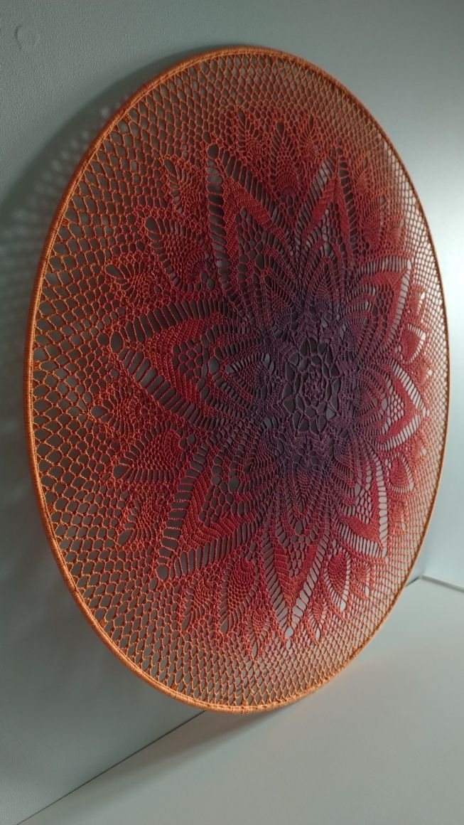 Łapacz snów, mandala 100cm ręcznie robiona na szydełku