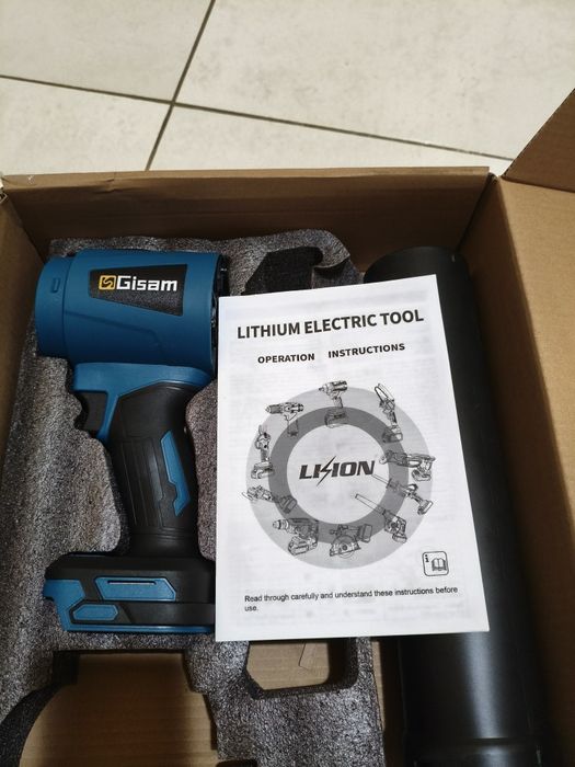 Dmuchawa Gisam 400m/s akumulatorowa, Mega moc do liści, śniegu, auta