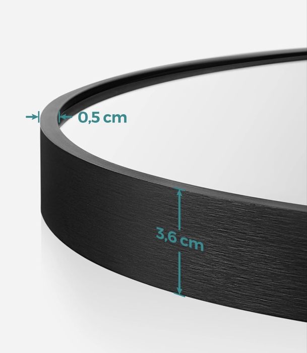 Lustro ścienne okrągłe salon łazienka sypialnia śr. 61cm czarny