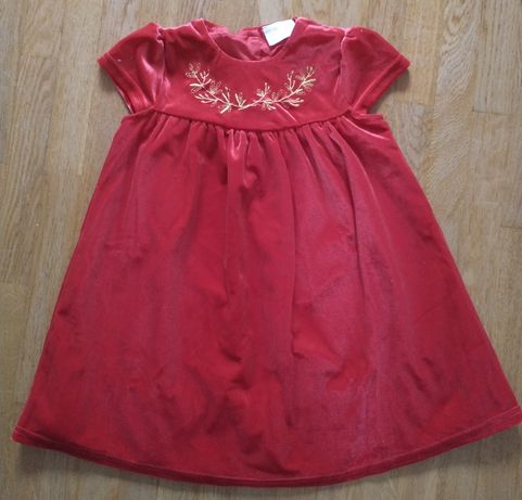 Czerwona sukienka welur święta 92