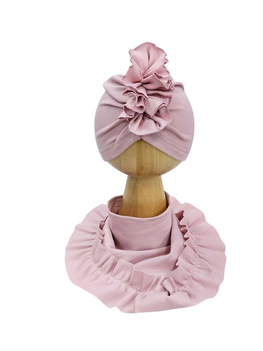Czapka turban plus chustka z falbanką