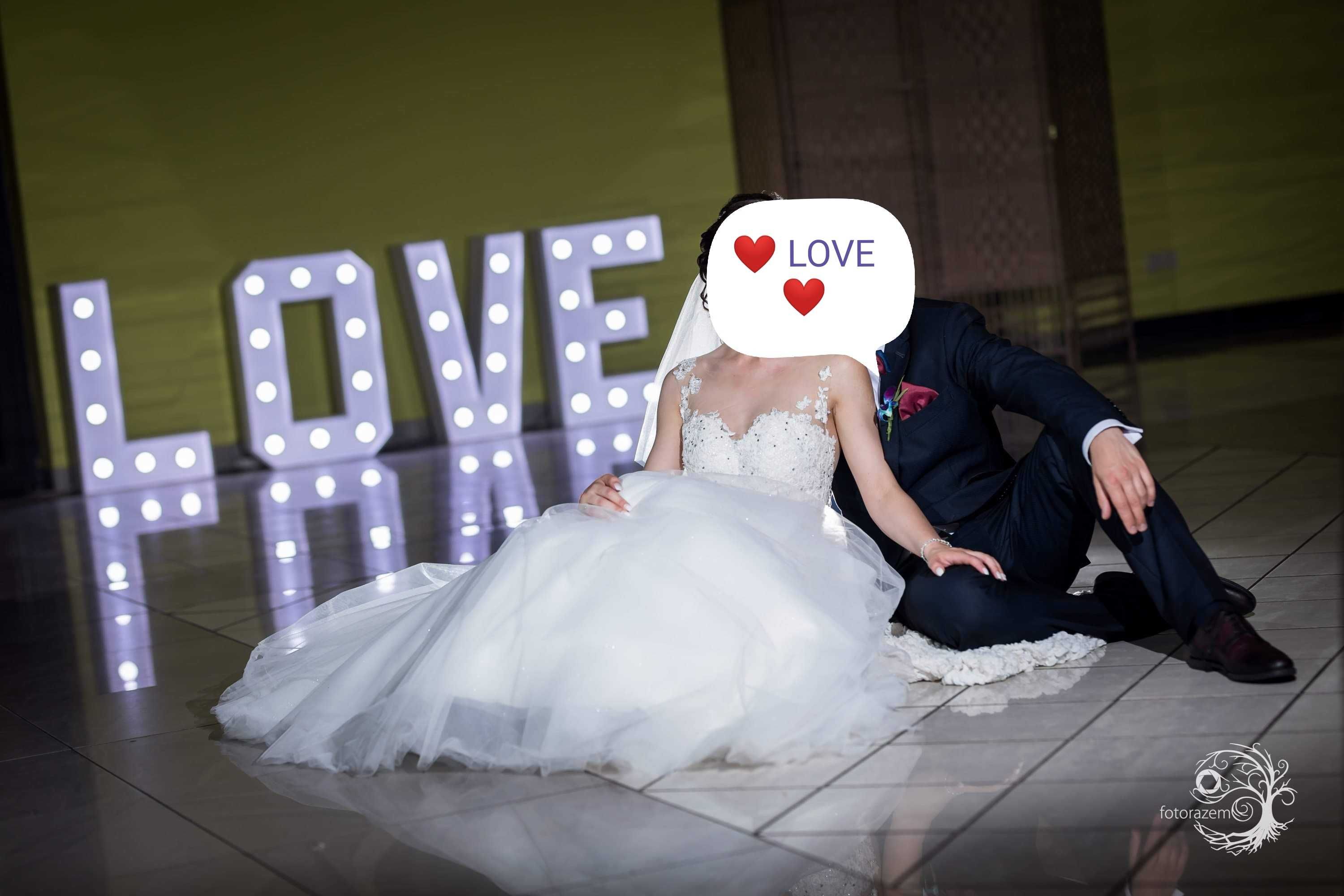 Podświetlany napis Love, dekoracja, led, wesele