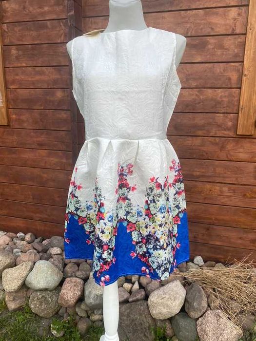Sukienka vintage boho imperial z kwiatami nowa z metka xl