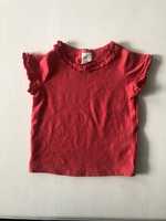 H&M tshirt falbanki malinowy czerwony 68