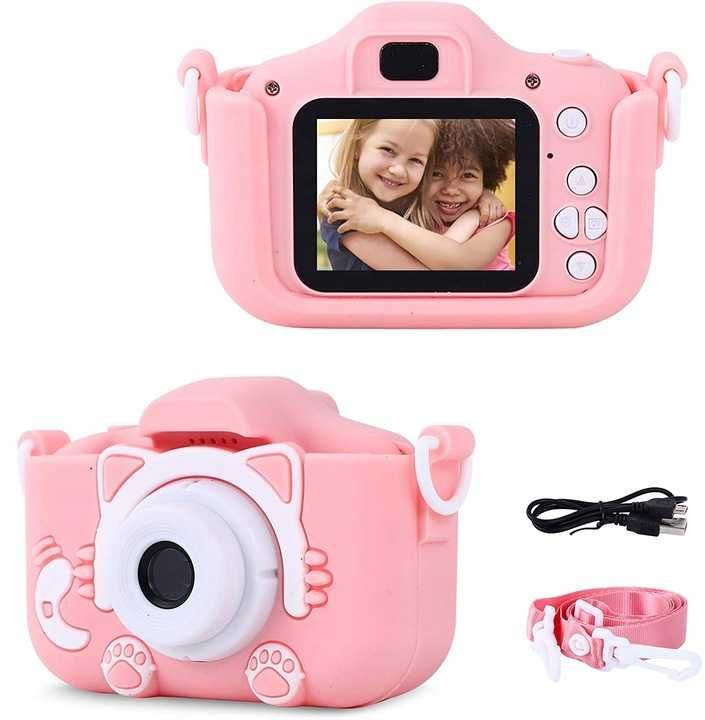 Aparat Cyfrowy Dla Dzieci Dziecka Fotograficzny Różowy Kotek Karta 4GB