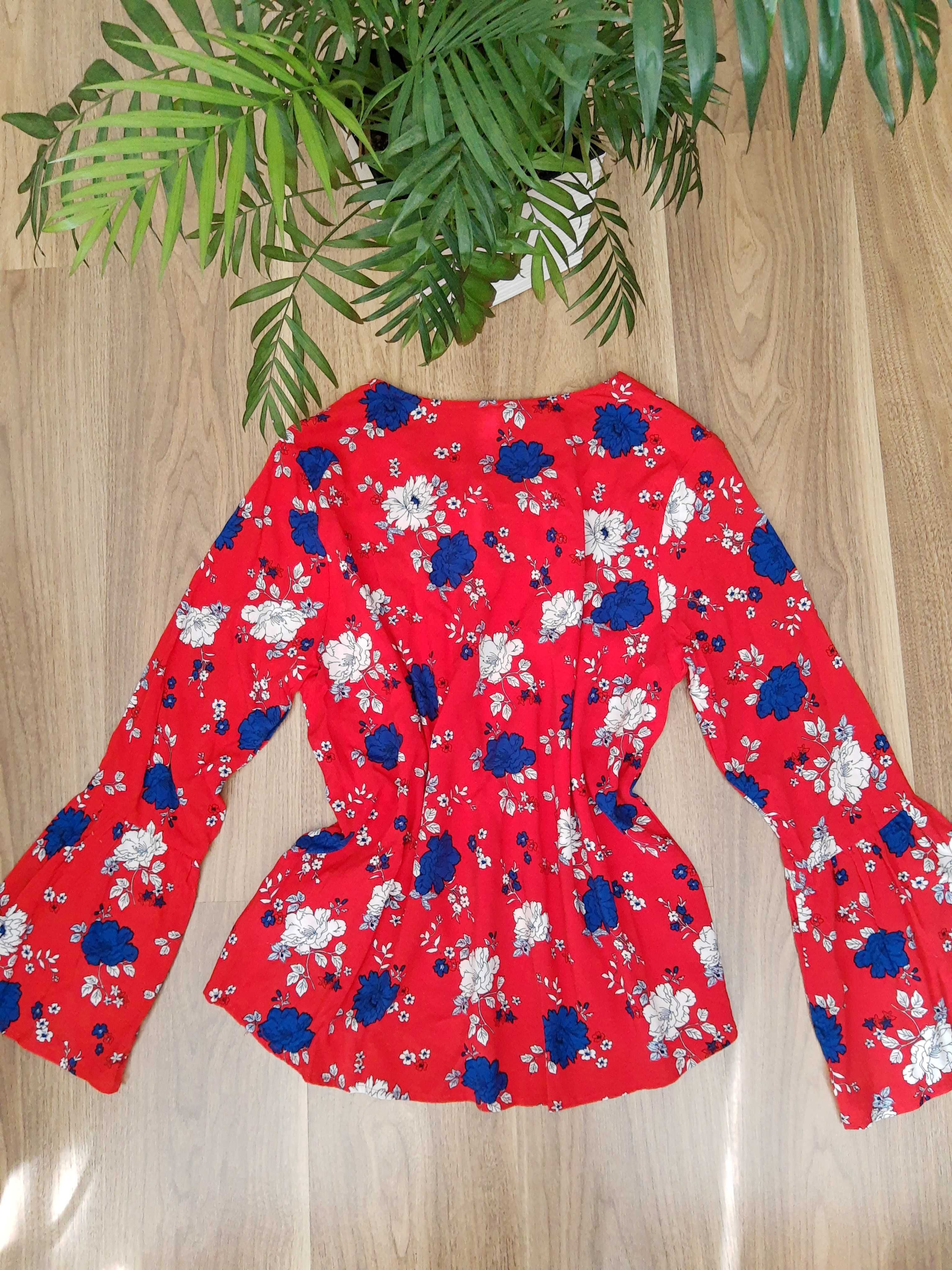 Elegancka bluzka w kwiaty 100% wiskoza 48-50