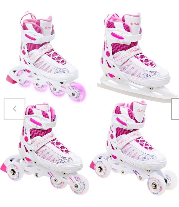 Rolki Wrotki Łyżwy Regulowane 4w1 RAVEN Grace Świecące Kółka LED
