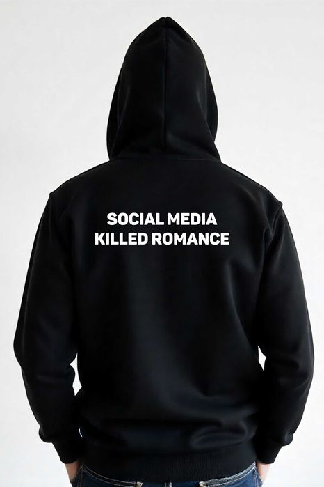 Męska Czarna Bluza M Social Media Killed Romance