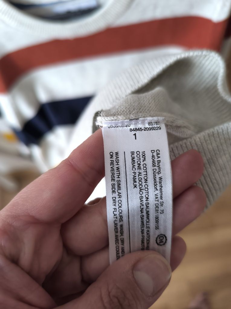 elegancki sweter dla chłopca w paski c&a 122 100% bawełna