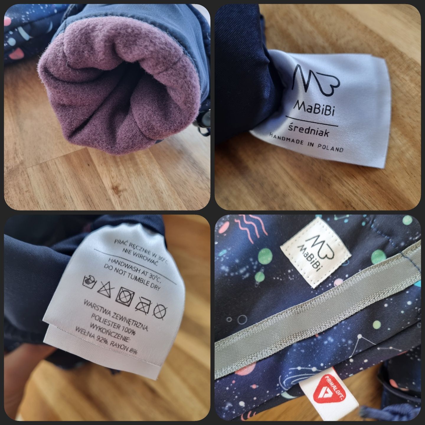 [Mabibi] zimowe rękawiczki softshell + wełna r. 2-5 lat (średniak)