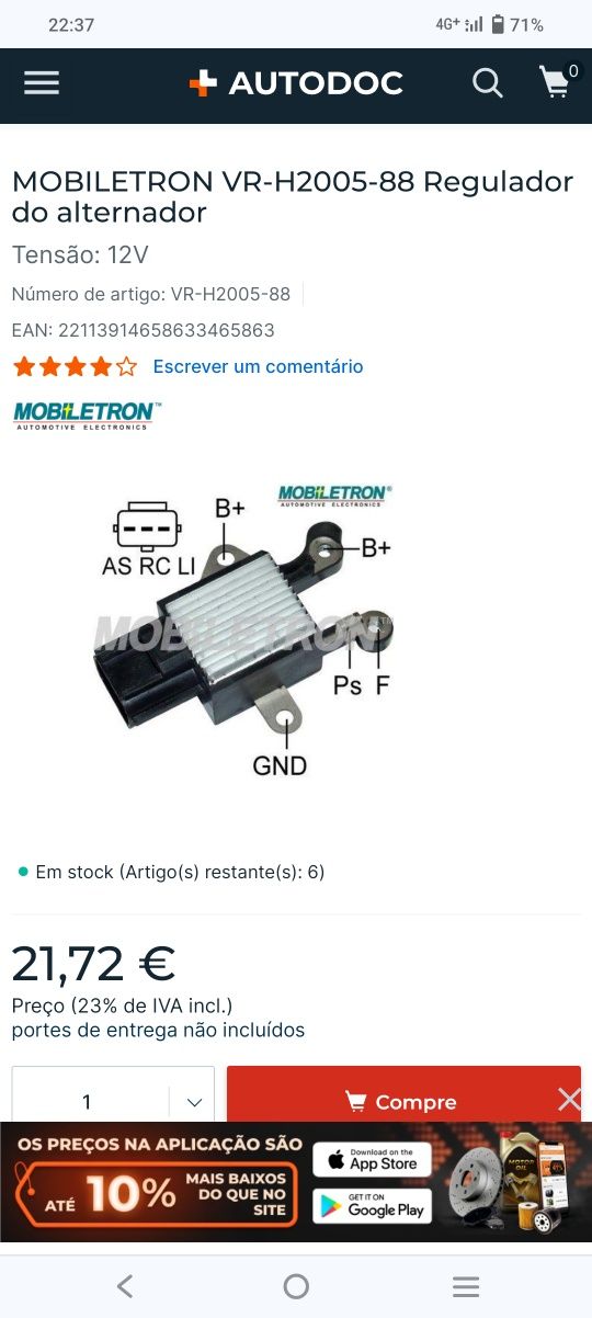 Regulador do Alternador (Mobiletron VR-H2005-88)