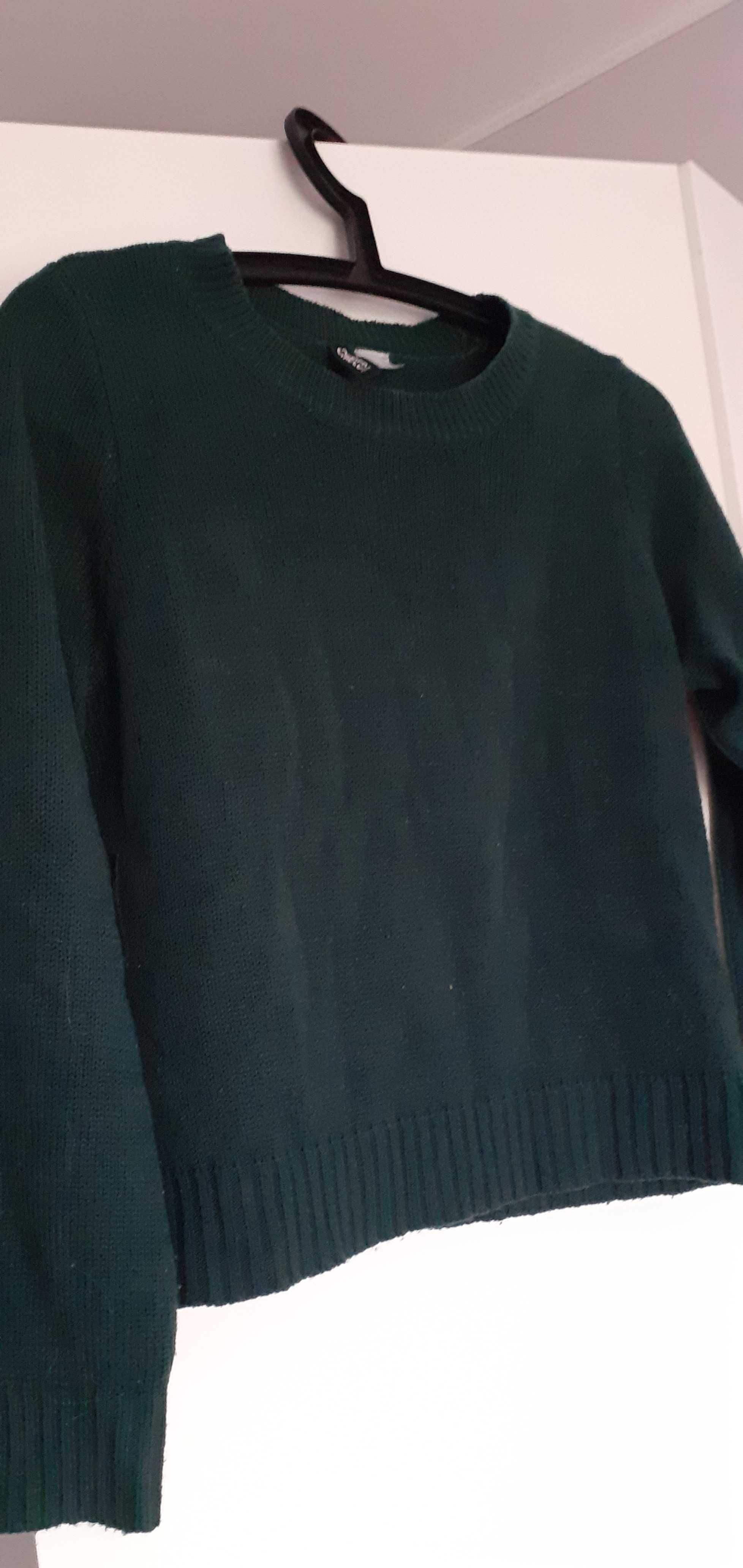 Sweter H&M,rozmiar XS,butelkowa zieleń